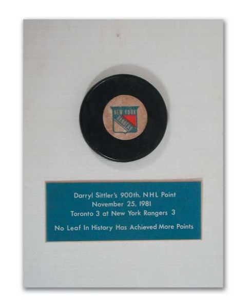 1981 900th NHL Point Plaque Presented to Darryl Sittler (7x10
