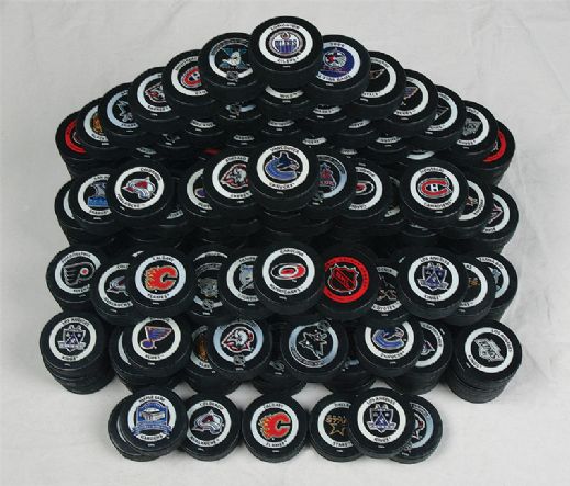 Massive NHL Gary Bettman Signature Game Puck Collection of 182