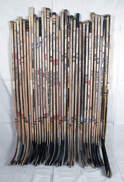 Massive WHA Game Used Stick Collection of 35