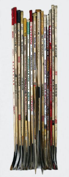 Calgary Flames Game Used Stick Collection of 15