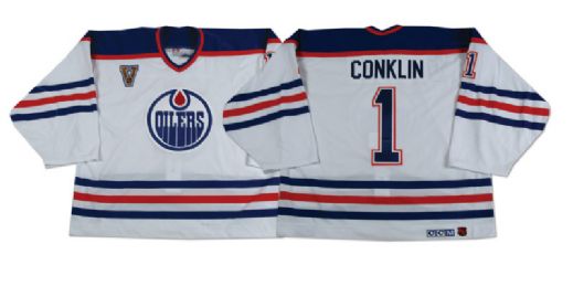 Ty Conklins Edmonton Oilers Heritage Classic Warm-up Worn Jersey