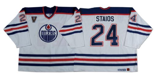 Steve Staios Edmonton Oilers Heritage Classic Warm-up Worn Jersey