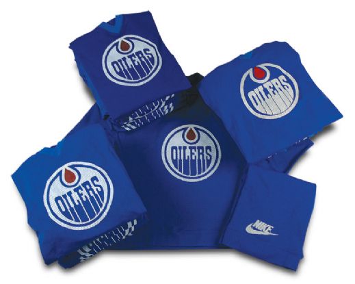 1980s Edmonton Oilers Blue Nike Practice Jersey Collection of 33
