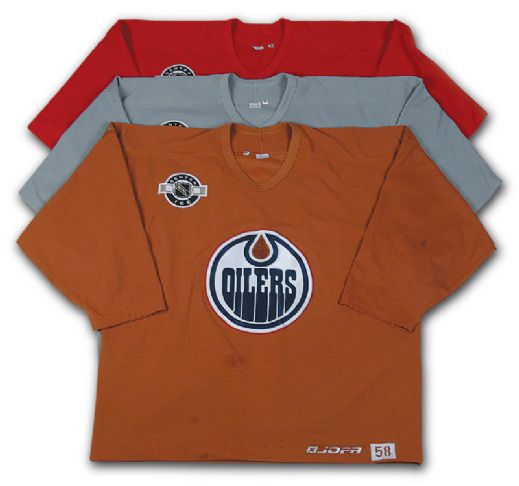 2003-04 Edmonton Oilers Jofa Practice Jersey Collection of 30