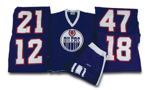 1980 Edmonton Oilers Game Worn Softball Uniform Collection of 5