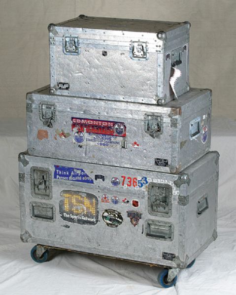 Edmonton Oilers Flight Case & Equipment Trunk Collection of 9