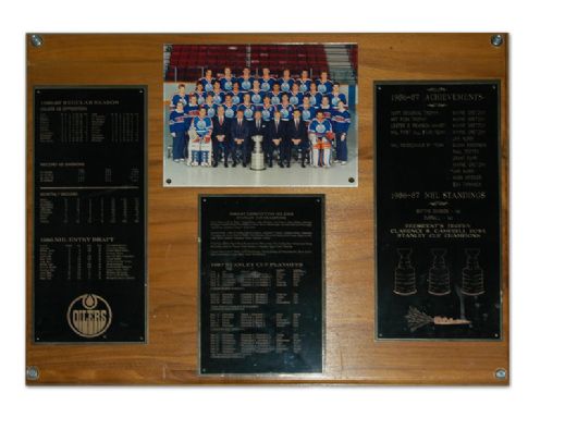 1986-87 Edmonton Oilers Team Photo Plaque From Locker Room
