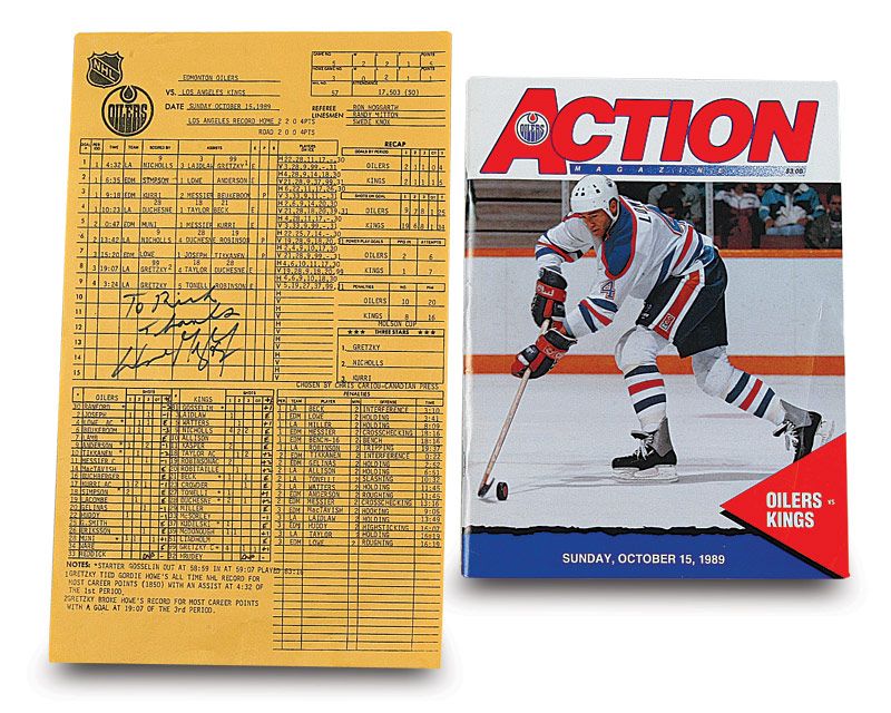 Original & Signed Score Sheet from Wayne Gretzky's 1,851 Career