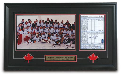 Wayne Gretzky "2002 Olympics" Autographed Framed Score-Sheet & Photograph