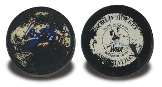 1978 Wayne Gretzky First Pro Game WHA Indianapolis Racers Game Used Puck