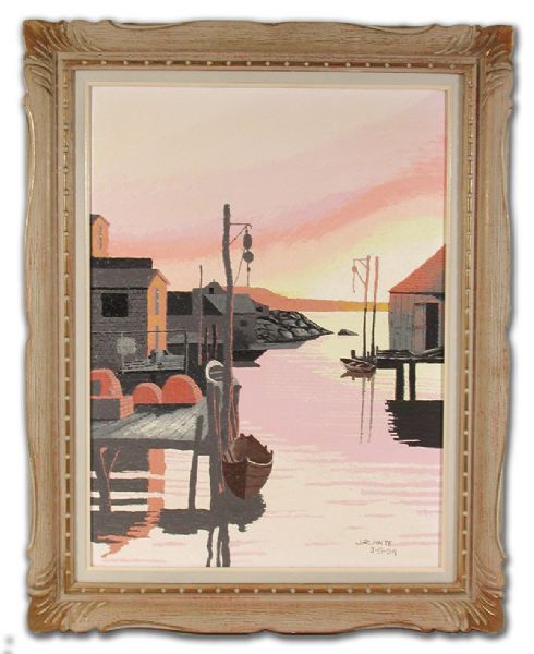1964 Jacques Plante Fishing Village Original Painting