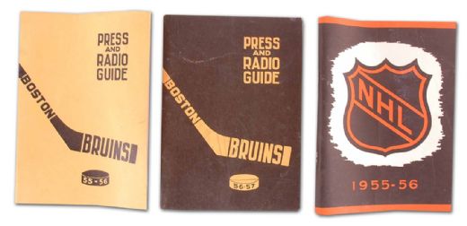 1950’s Boston Bruins Media Guide and NHL Guide Collection of 3