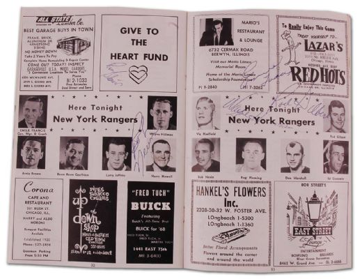 1967-68 New York at Chicago Quarter Finals Program Autographed by 12 Including Hull