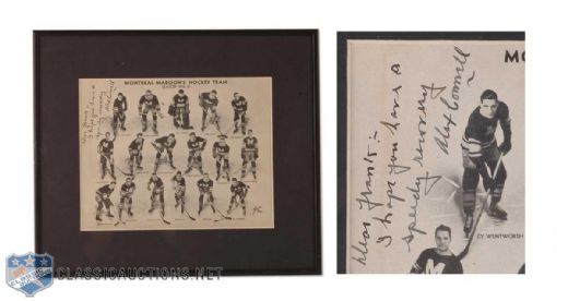Alex Connell Personalized Autograph 1934-35 Stanley Cup Champion Montreal Maroons Team Photo Montage