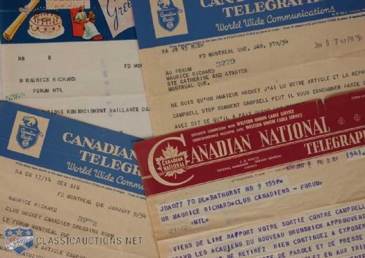 1954 Telegraph Collection of 4 Sent to Maurice Richard
