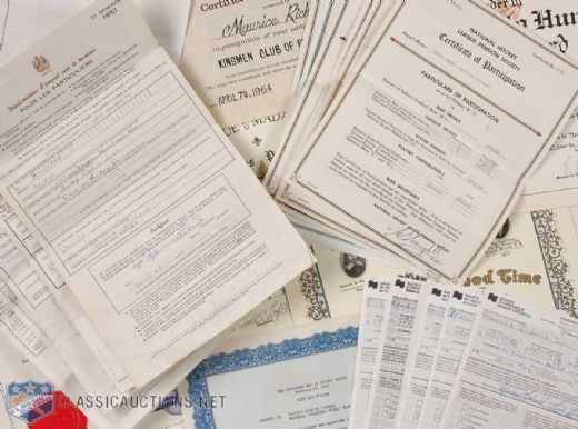 Maurice Richard Personal Official Document Collection, Including Original Signatures