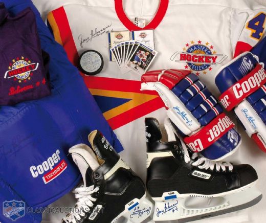 Jean Beliveaus Zellers Masters of Hockey Autographed Worn Jersey& Equipment
