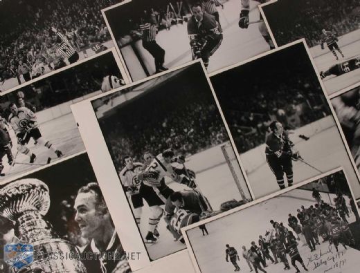 Henri Richard 1970s Stanley Cup Playoffs Original Photo Collection of 9, IncludingTwo Autographed Prints from the 1971 Championship