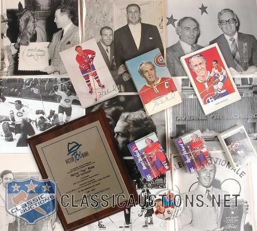 Massive Henri Richard Photo, Card, Hockey Book and Memorabilia Collection
