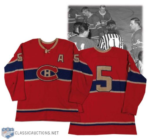 1962-63 Bernie Boom Boom Geoffrion Montreal Canadiens Game Worn Wool Sweater Photo Matched!