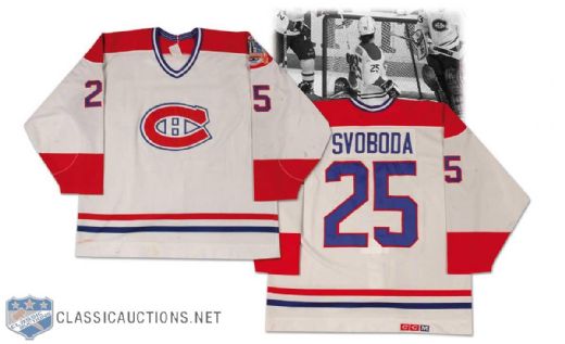 Petr Svobodas 1989 Stanley Cup Finals Montreal Canadiens Game Worn Jersey Photo Matched!