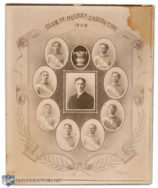 1908 Chicoutimi Hockey Club Cabinet Photo with Georges Vezina