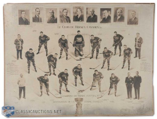 1929-1931 Montreal Canadiens Stanley Cup Champions Team Photo