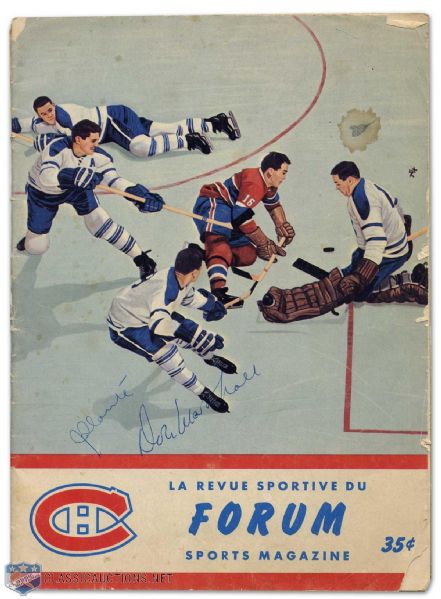 1961-62 Montreal Forum Program Autographed by Plante, Blake + 3