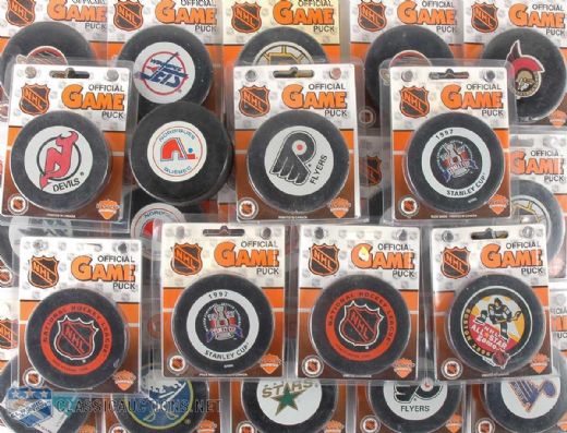 Inglasco Official NHL Game Puck Collection of 23