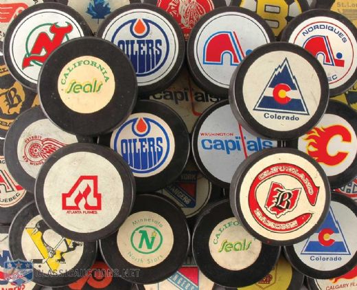 1970s NHL Variety Puck Collection of 36