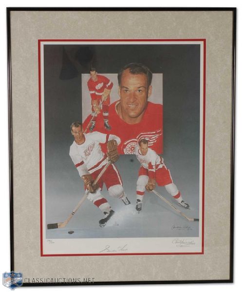 Framed Autographed Gordie Howe Power Portrait from 1990 by Christopher Paluso