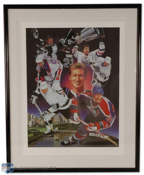 Wayne Gretzky Framed Autographed Lithograph and Poster Collection of 2