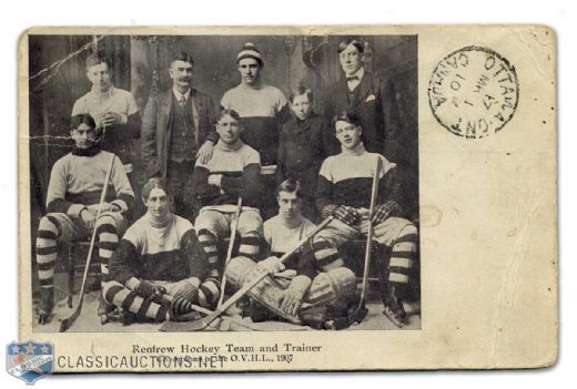1907 Renfrew Hockey Club Team Photo Postcard Collection of 2