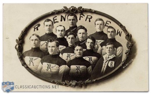 1909-10 Renfrew Hockey Club Team Photo Postcard