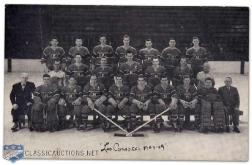 1948-49 Montreal Canadiens Postcard Signed by Bill Durnan