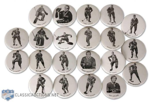 1969-71 Montreal Canadiens Pin-Back Button Collection of 21