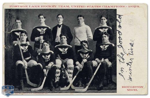 1902-03 Portage Lake Hockey Club Team Postcard