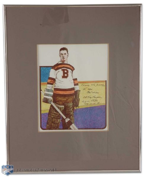 Framed and Autographed Cecil “Tiny” Thompson Original Painting by Carleton “Mac” McDiarmid