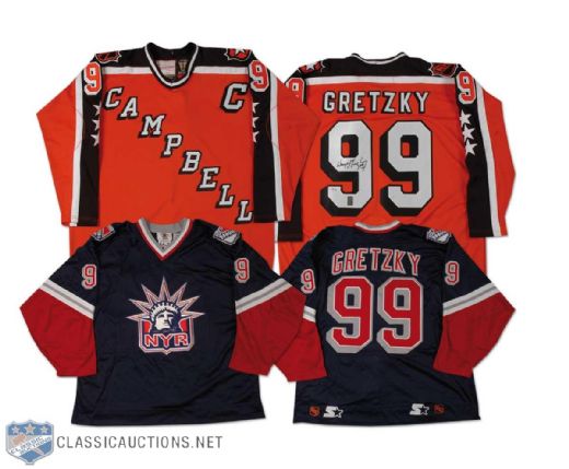 Wayne Gretzky New York Rangers and NHL All-Star Jersey Collection of 2