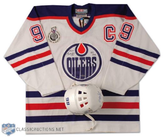 Wayne Gretzky Autographed Edmonton Oilers Stanley Cup Jersey & Helmet