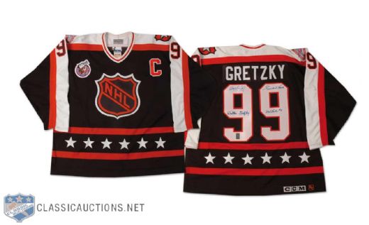 Wayne & Walter Gretzky and Gordie Howe Autographed 1993 NHL All-Star Jersey