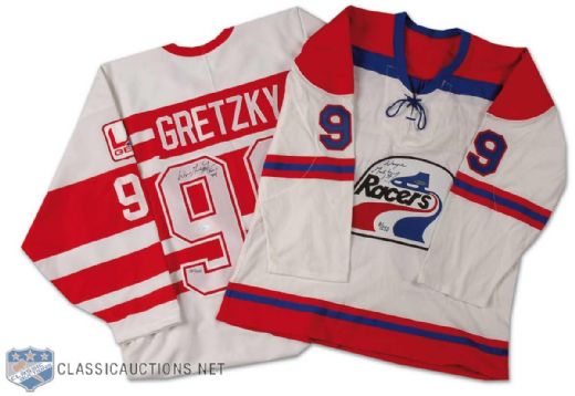 Wayne Gretzky Autographed Indianapolis Racers & Ninety-Nine Tour Jersey Collection of 2