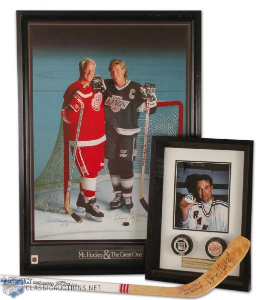 Wayne Gretzky & Gordie Howe Autographed Collection of 3
