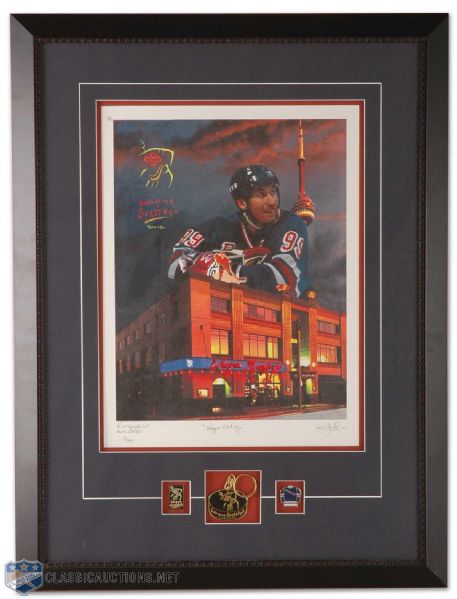 Wayne Gretzky Framed Portrait Collection of 3, Including Gretzky and Howe Autographed Photo
