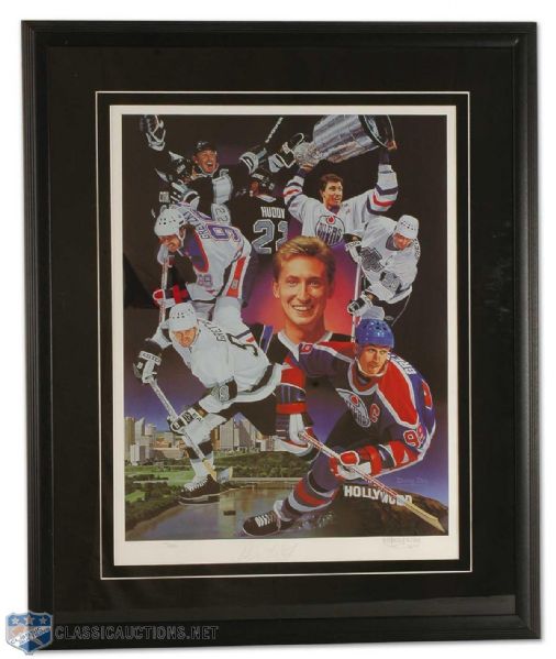 Wayne Gretzky Framed Autographed Photo and Lithograph Collection of 2