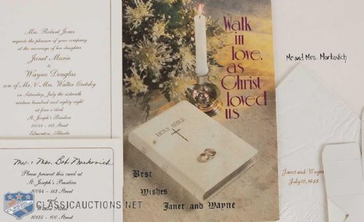 1988 Wayne Gretzky & Janet Jones Wedding Memorabilia Collection of 6