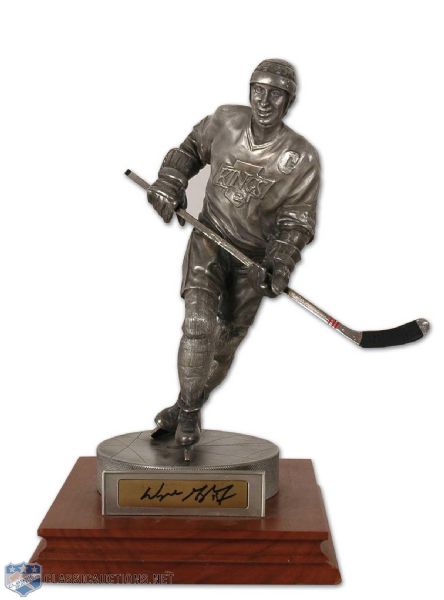 1990s Wayne Gretzky Autographed Pewter Statue by Gartlan
