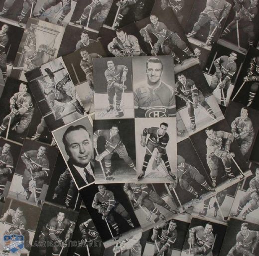 Montreal Canadiens Postcard Collection of 60 Including Autographs
