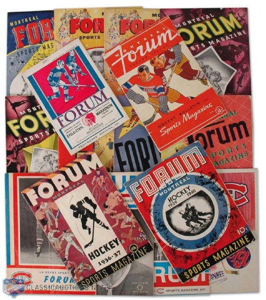 1932-1968 Montreal Canadiens Game Program Collection of 17