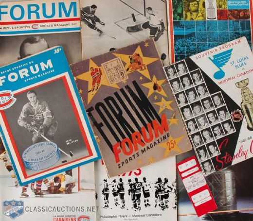 Montreal Canadiens Stanley Cup Finals Program and Ticket Collection of 11, Including 1953 Cup-Clinching Lach Overtime Goal